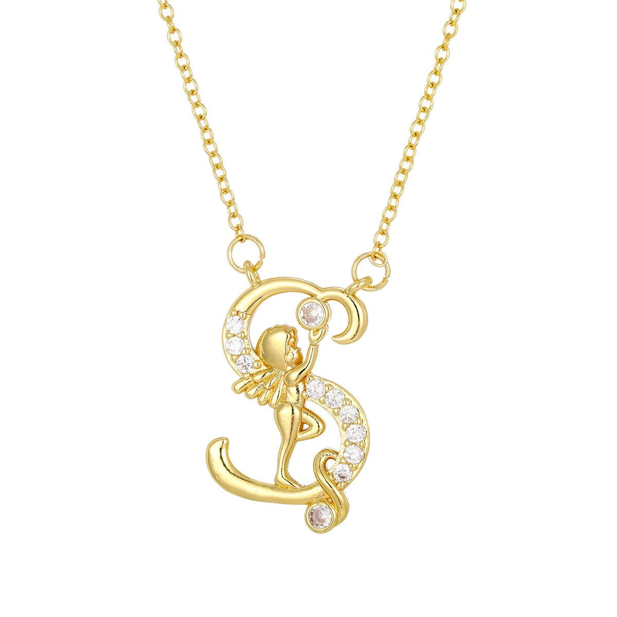 Dainty Angel Initial Necklace