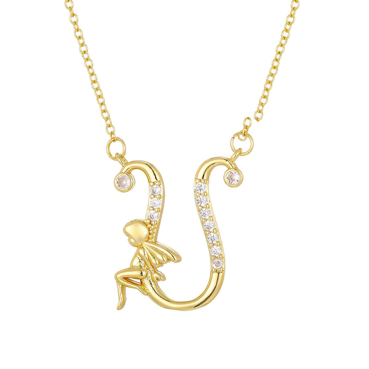 Dainty Angel Initial Necklace