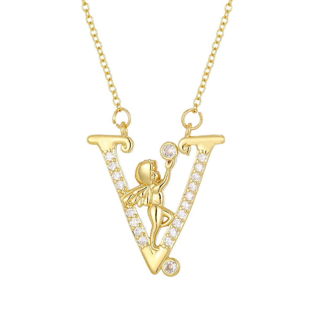 Dainty Angel Initial Necklace