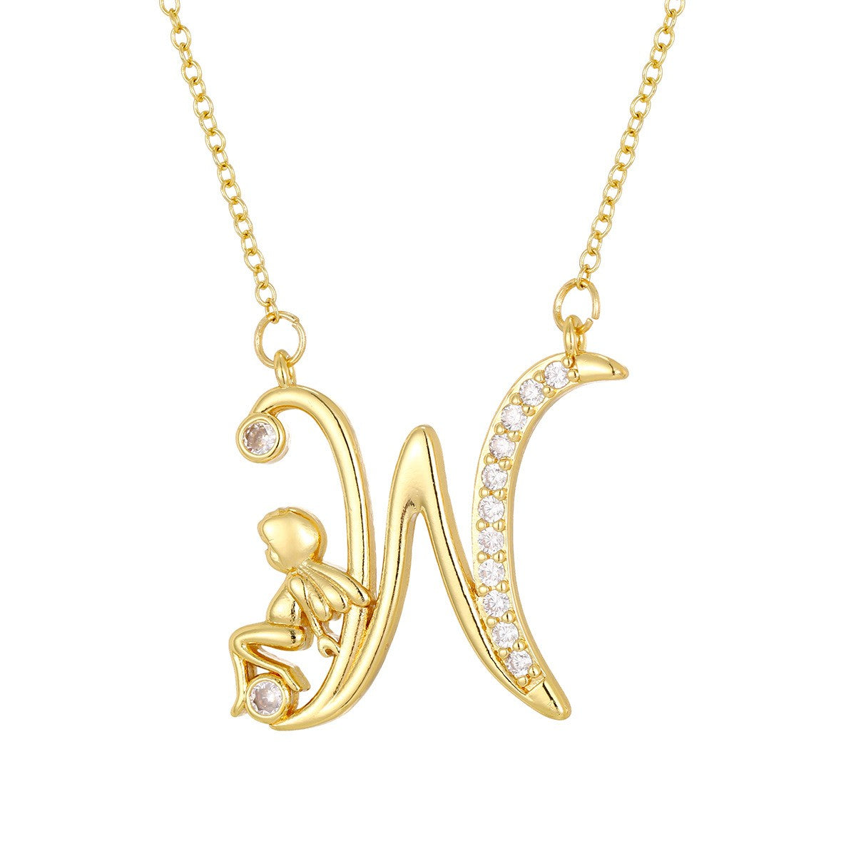 Dainty Angel Initial Necklace