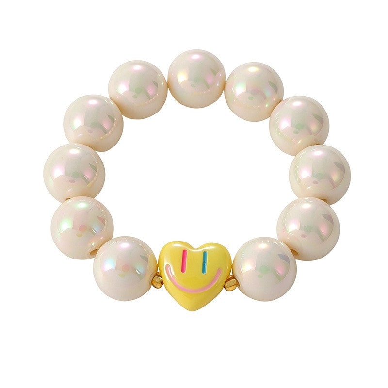 Cute Iridescent Smiley Heart Bracelet Set