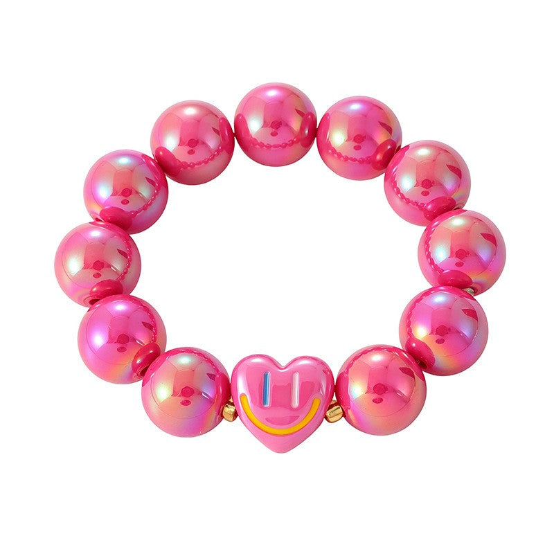 Cute Iridescent Smiley Heart Bracelet Set