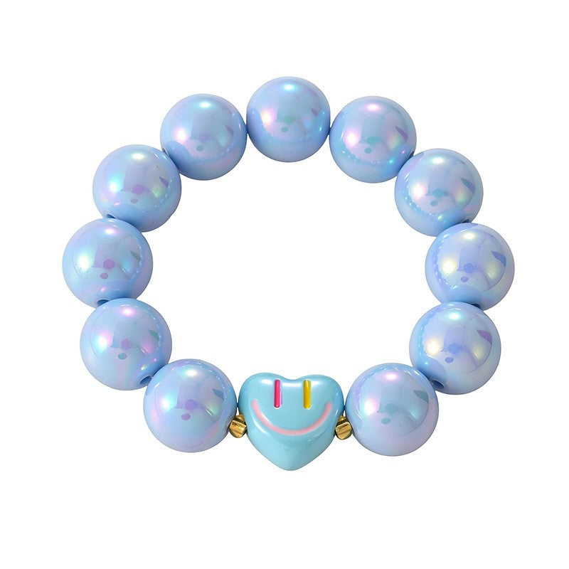 Cute Iridescent Smiley Heart Bracelet Set