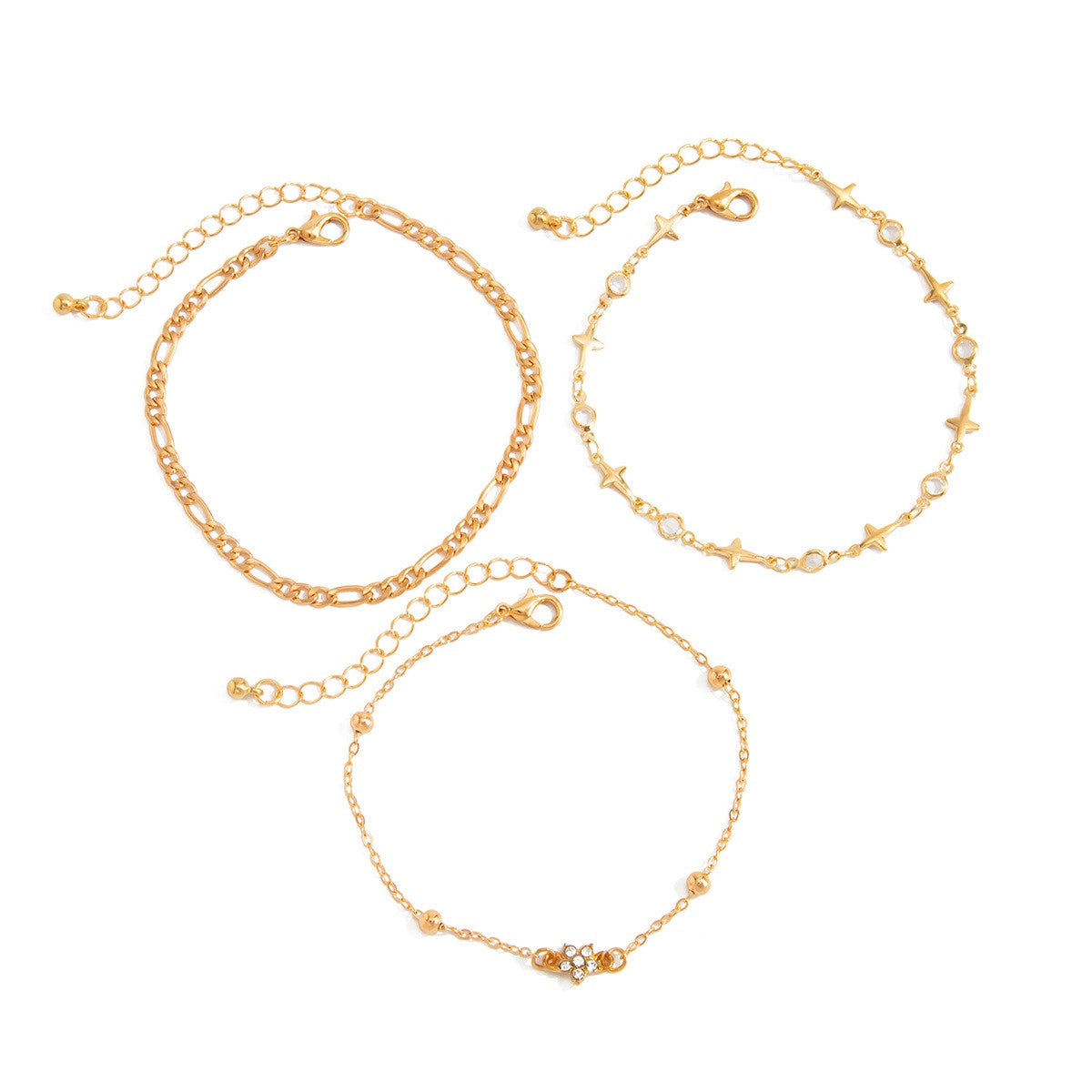 Dainty Layered Star Anklet Set