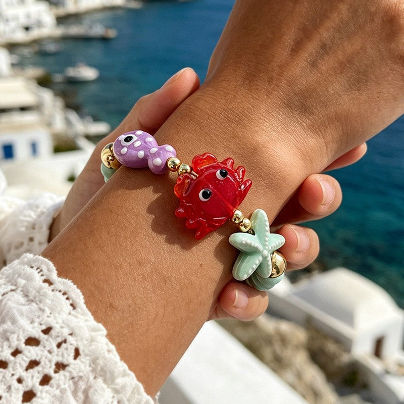 Playful Resin Sea Creature Cord Bracelet