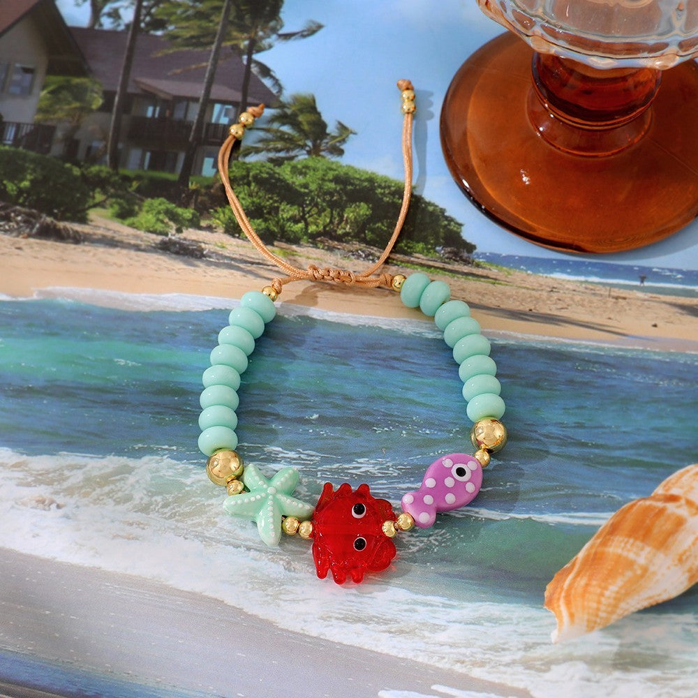 Playful Resin Sea Creature Cord Bracelet