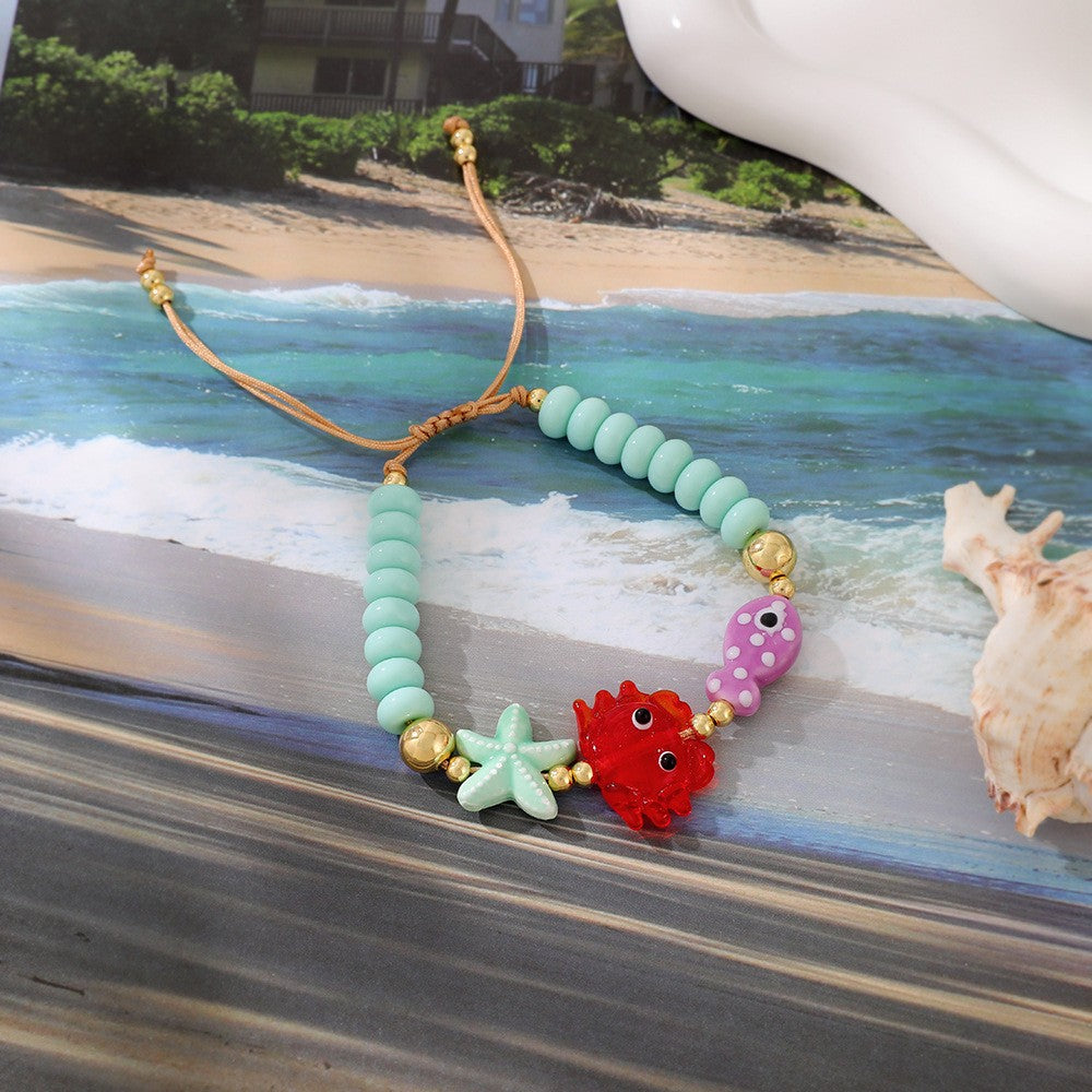 Playful Resin Sea Creature Cord Bracelet