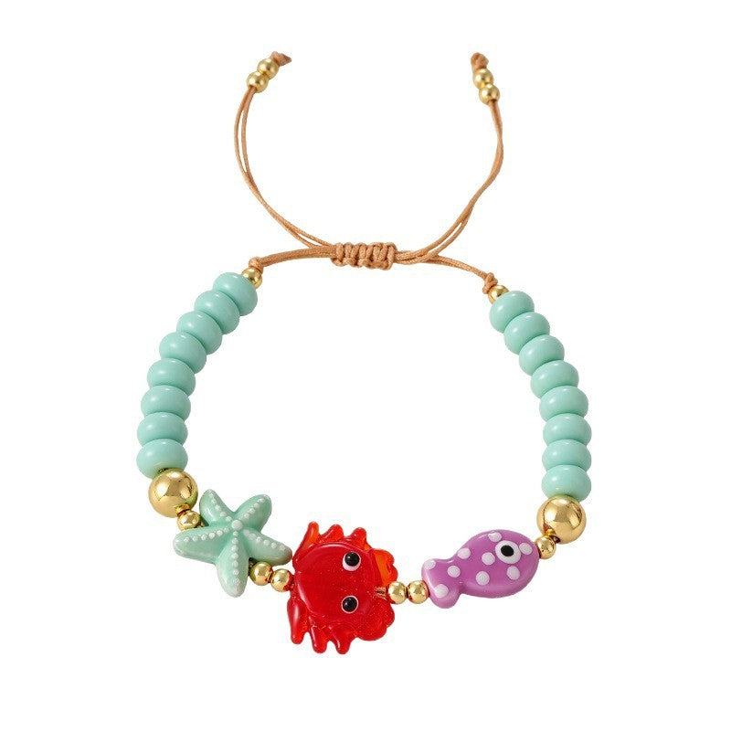 Playful Resin Sea Creature Cord Bracelet