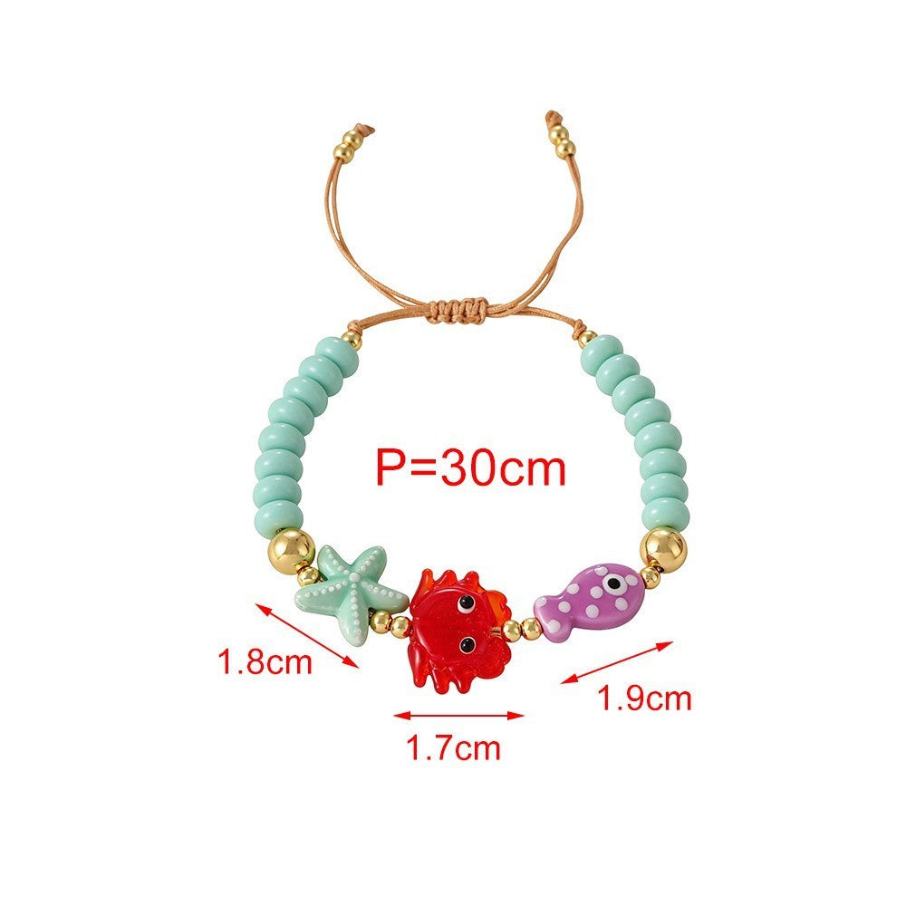 Playful Resin Sea Creature Cord Bracelet