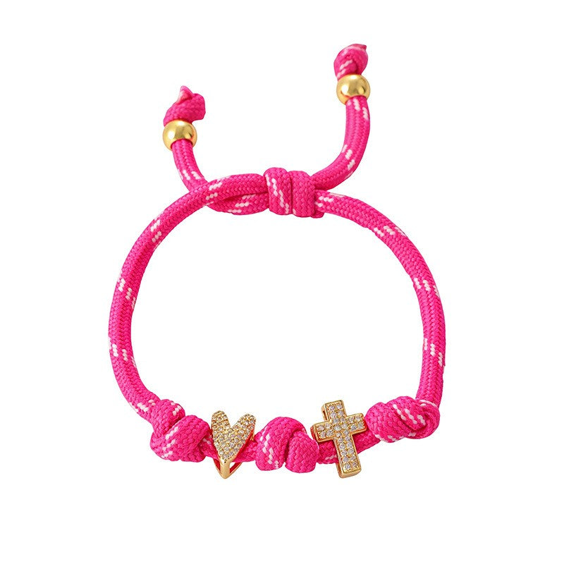 Romantic Woven Star & Heart Charm Bracelet