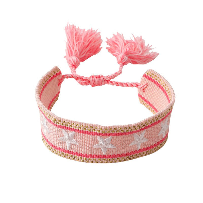 Romantic Woven Star & Heart Charm Bracelet