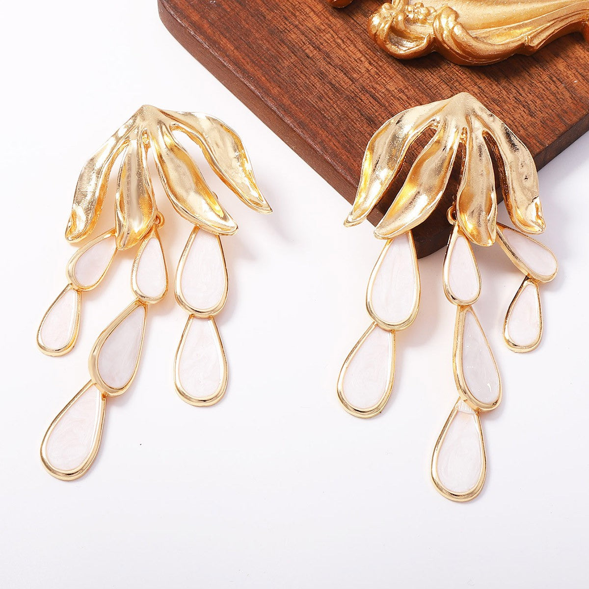 Elegant Floral Petal Drop Earrings