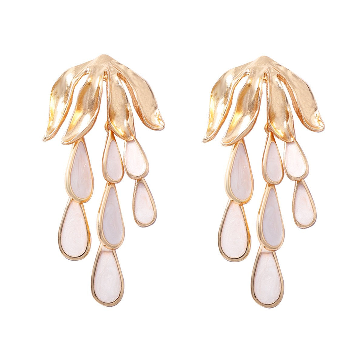 Elegant Floral Petal Drop Earrings