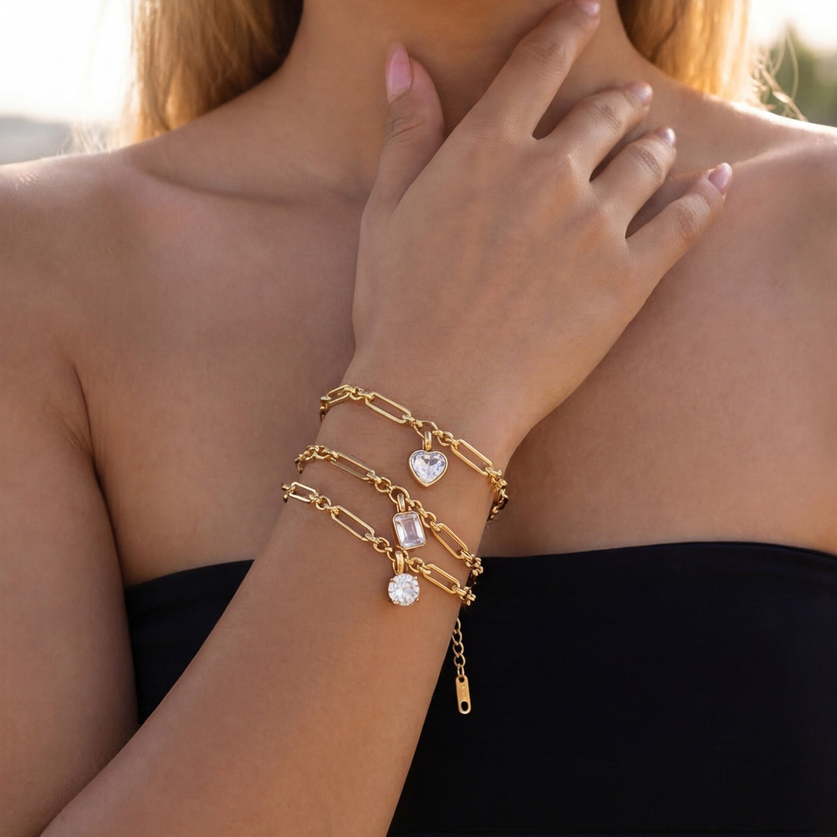 Vintage CZ Geometric Link Bracelet
