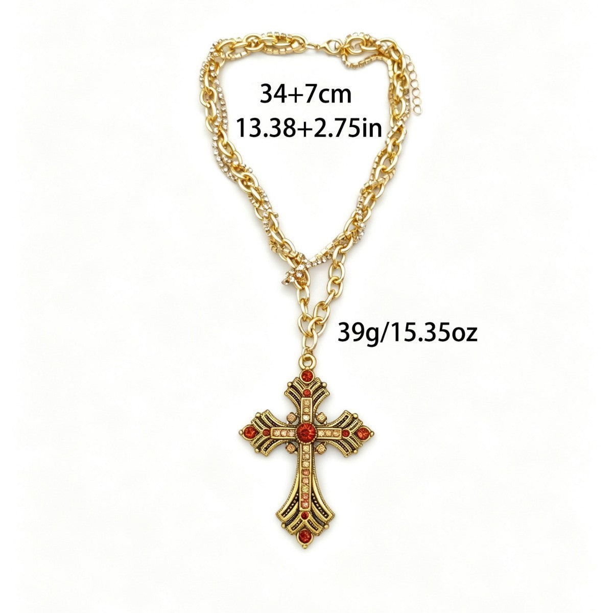 Classy Rhinestone Cross Choker Necklace