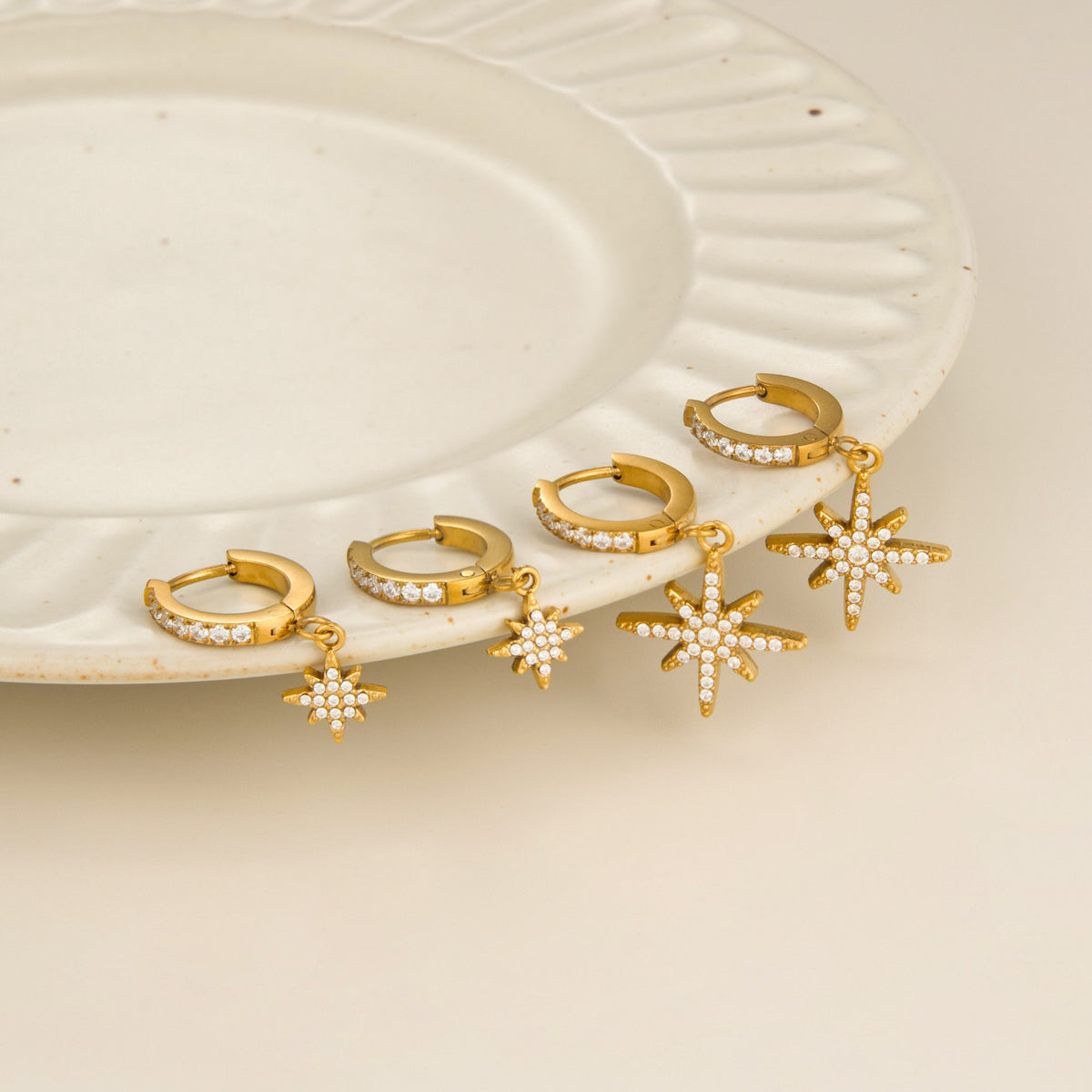 Dainty North Star Huggie Hoop Earrings