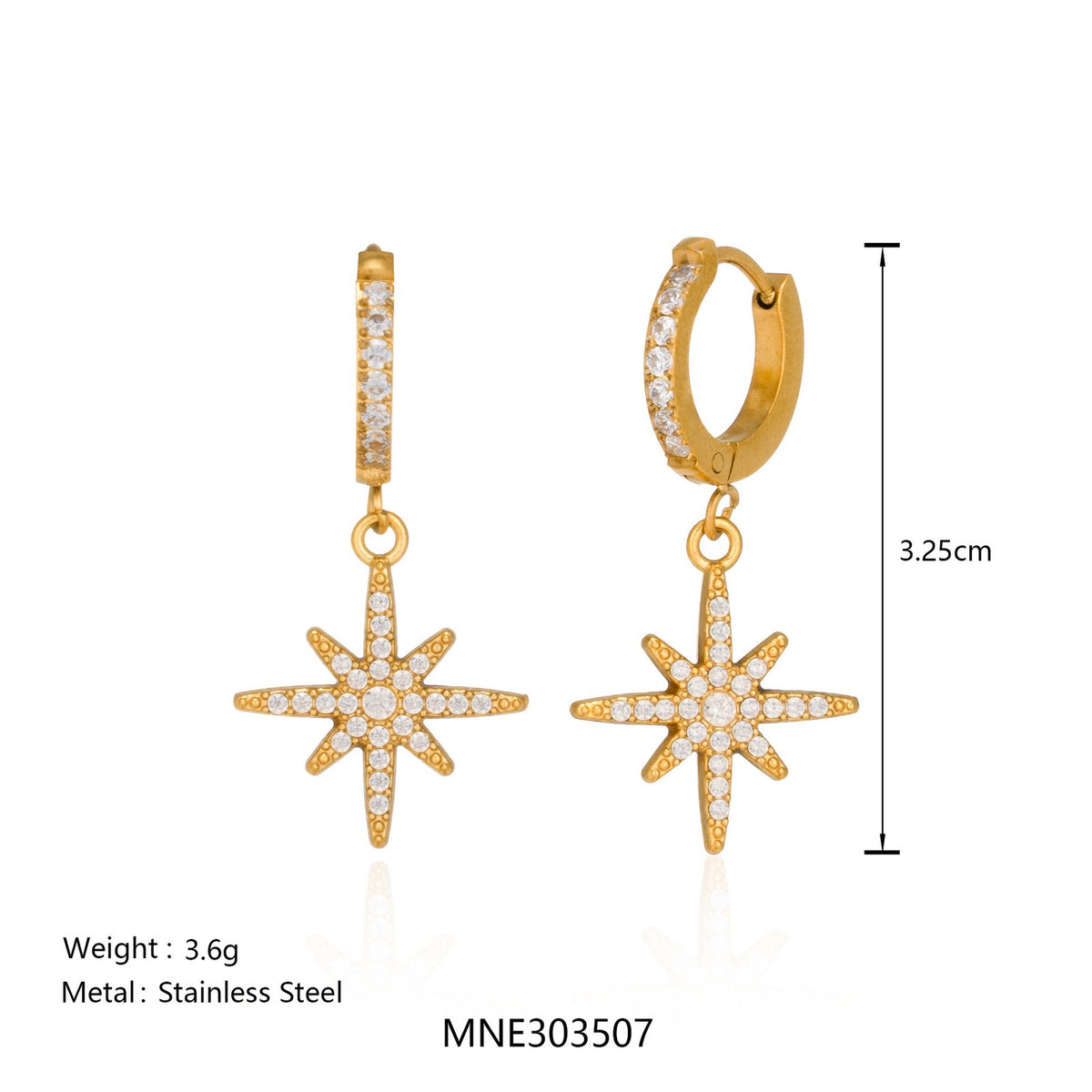 Dainty North Star Huggie Hoop Earrings
