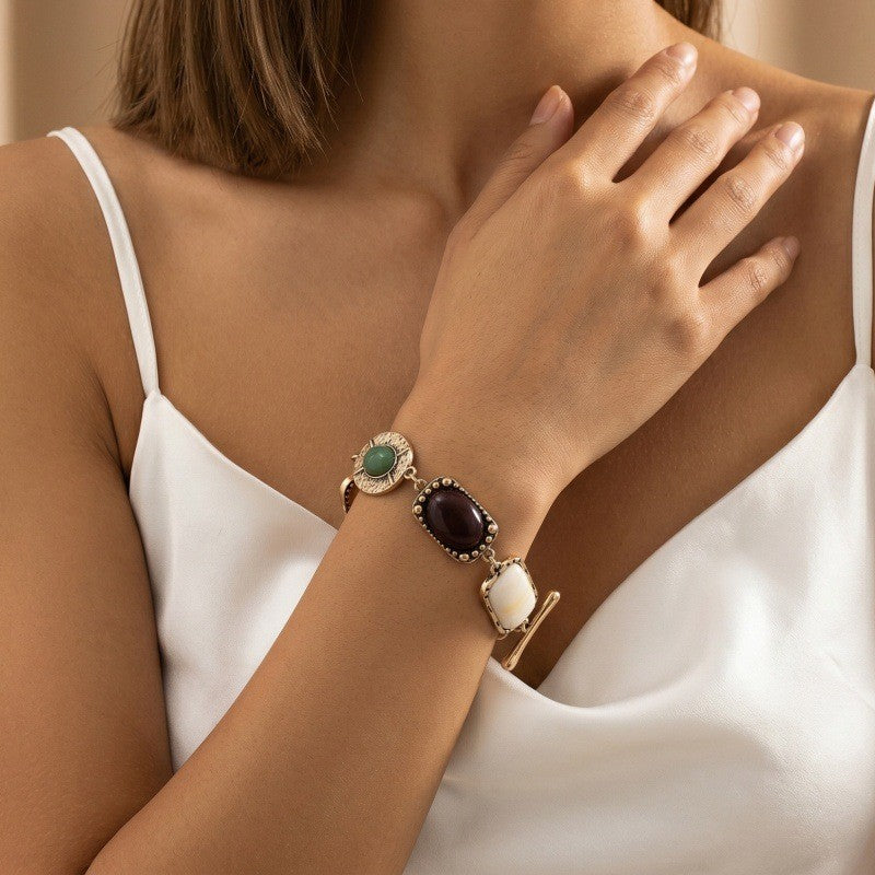 Classy Vintage Multi-Stone Geometric Bracelet