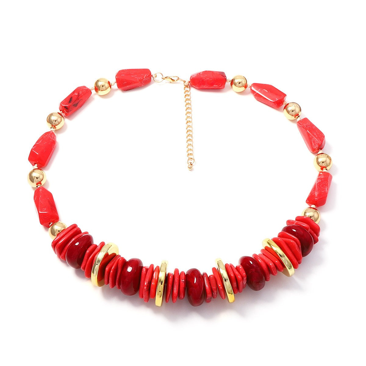 Boho Multi-Color Resin Disc Statement Necklace