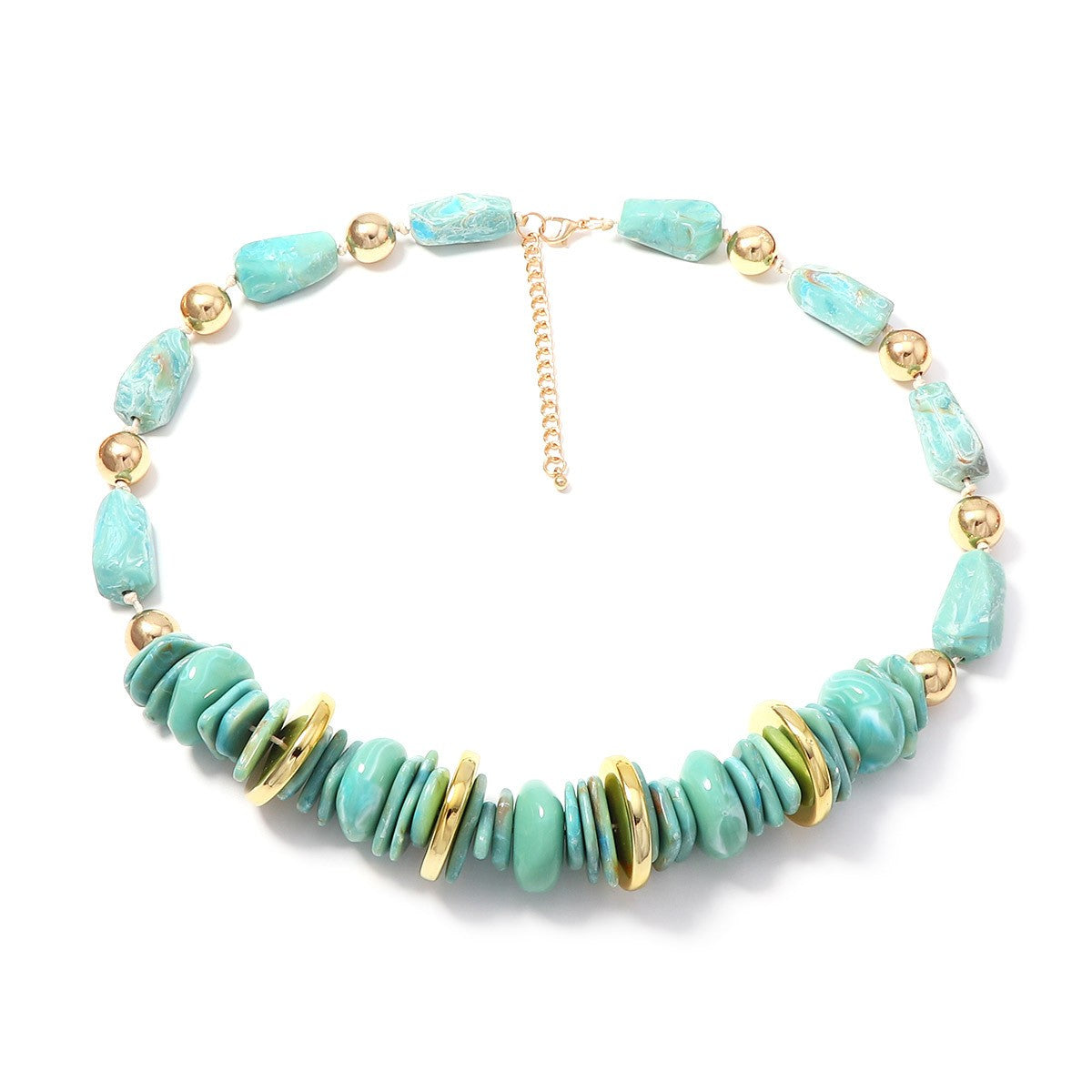 Boho Multi-Color Resin Disc Statement Necklace