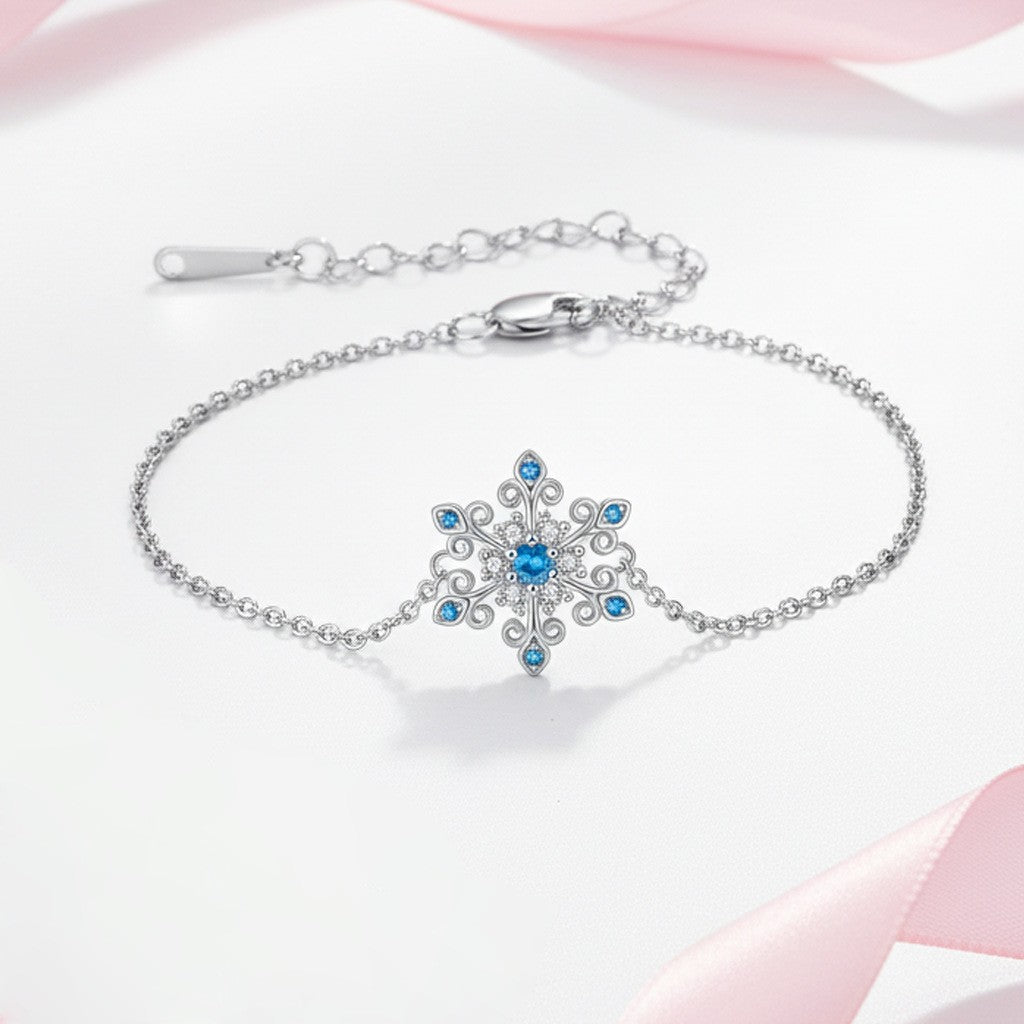 Dainty Blue Snowflake Charm Bracelet