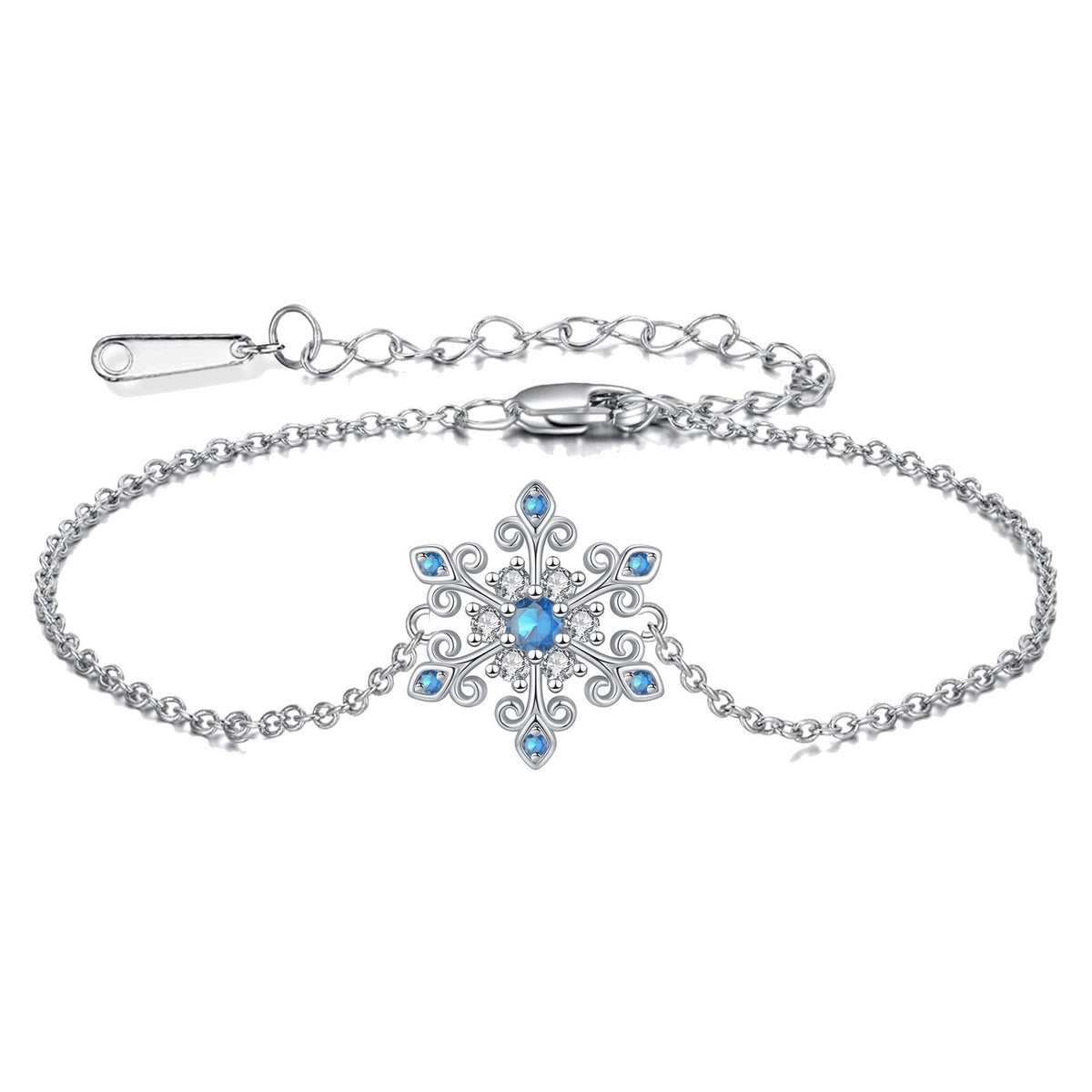 Dainty Blue Snowflake Charm Bracelet