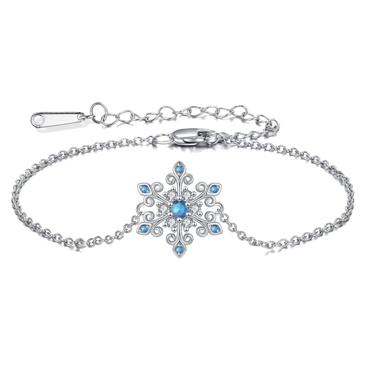 Dainty Blue Snowflake Charm Bracelet