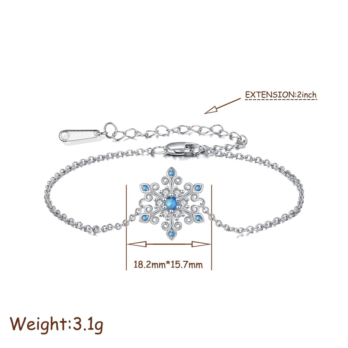 Dainty Blue Snowflake Charm Bracelet
