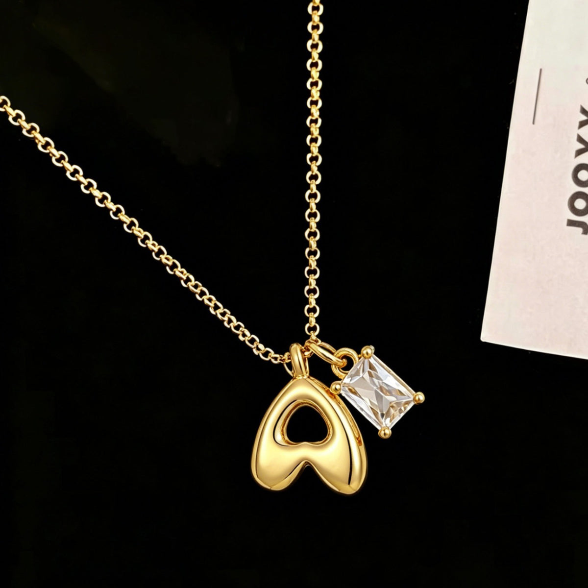 18k Dainty Heart & Zircon Initial Necklace