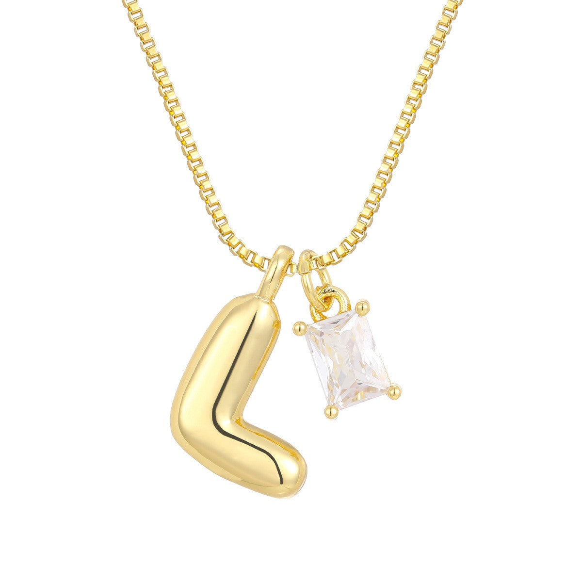 18k Dainty Heart & Zircon Initial Necklace