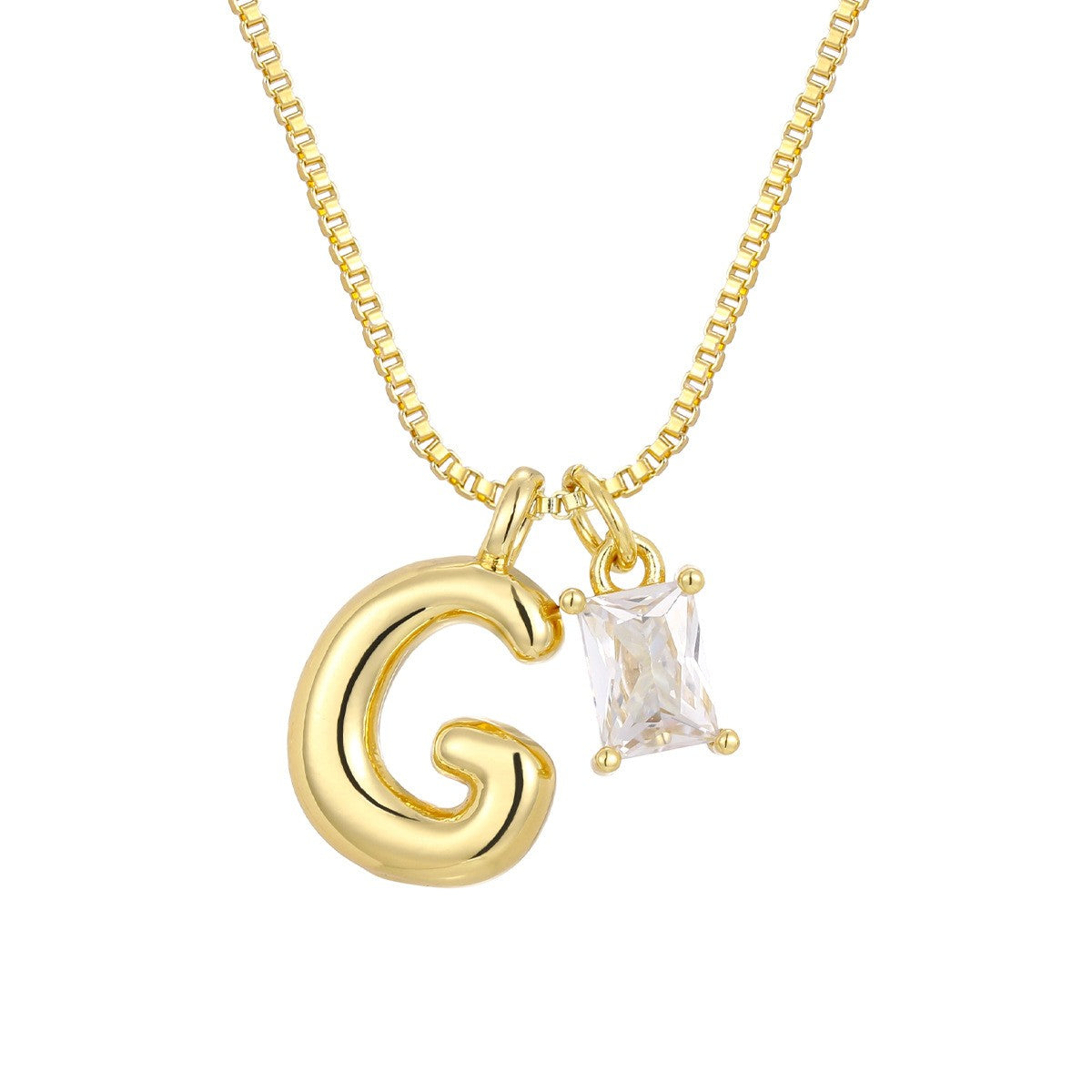 18k Dainty Heart & Zircon Initial Necklace