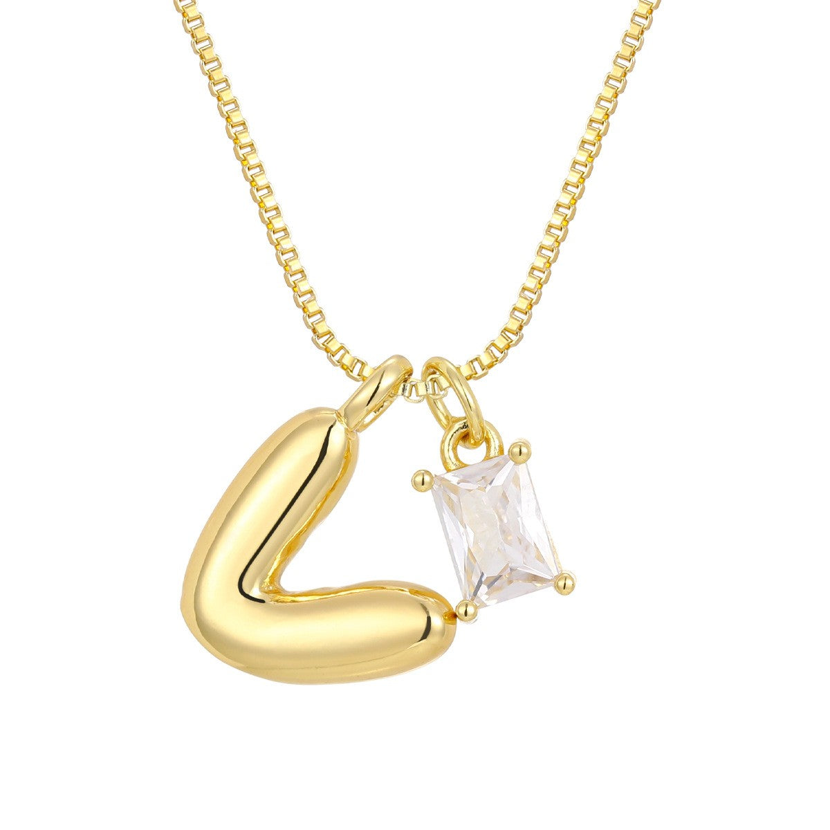 18k Dainty Heart & Zircon Initial Necklace