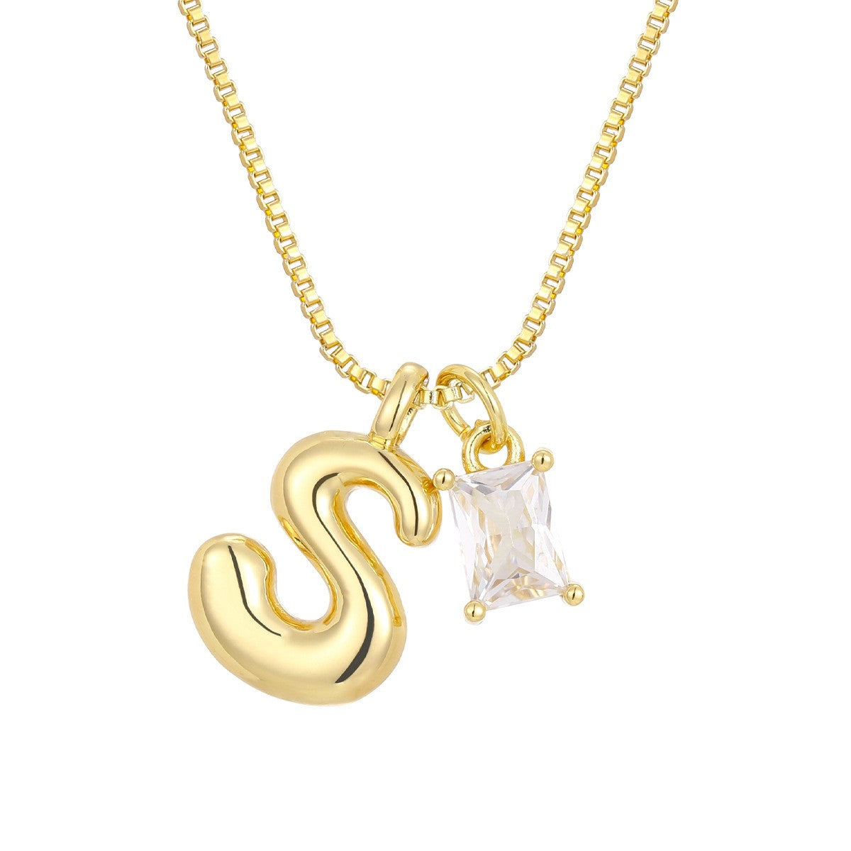18k Dainty Heart & Zircon Initial Necklace