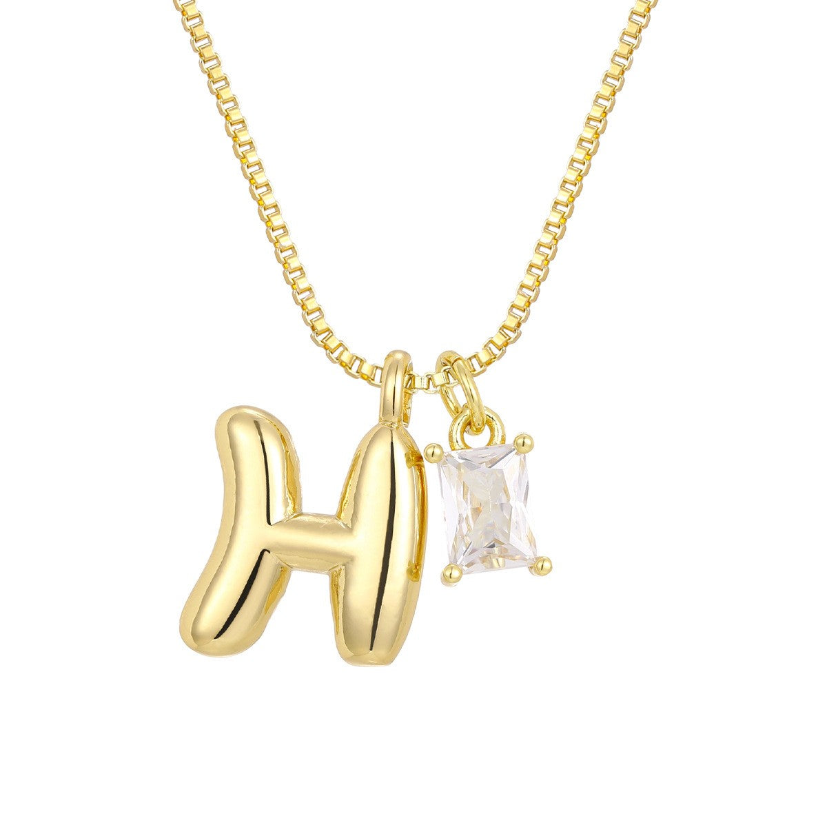 18k Dainty Heart & Zircon Initial Necklace