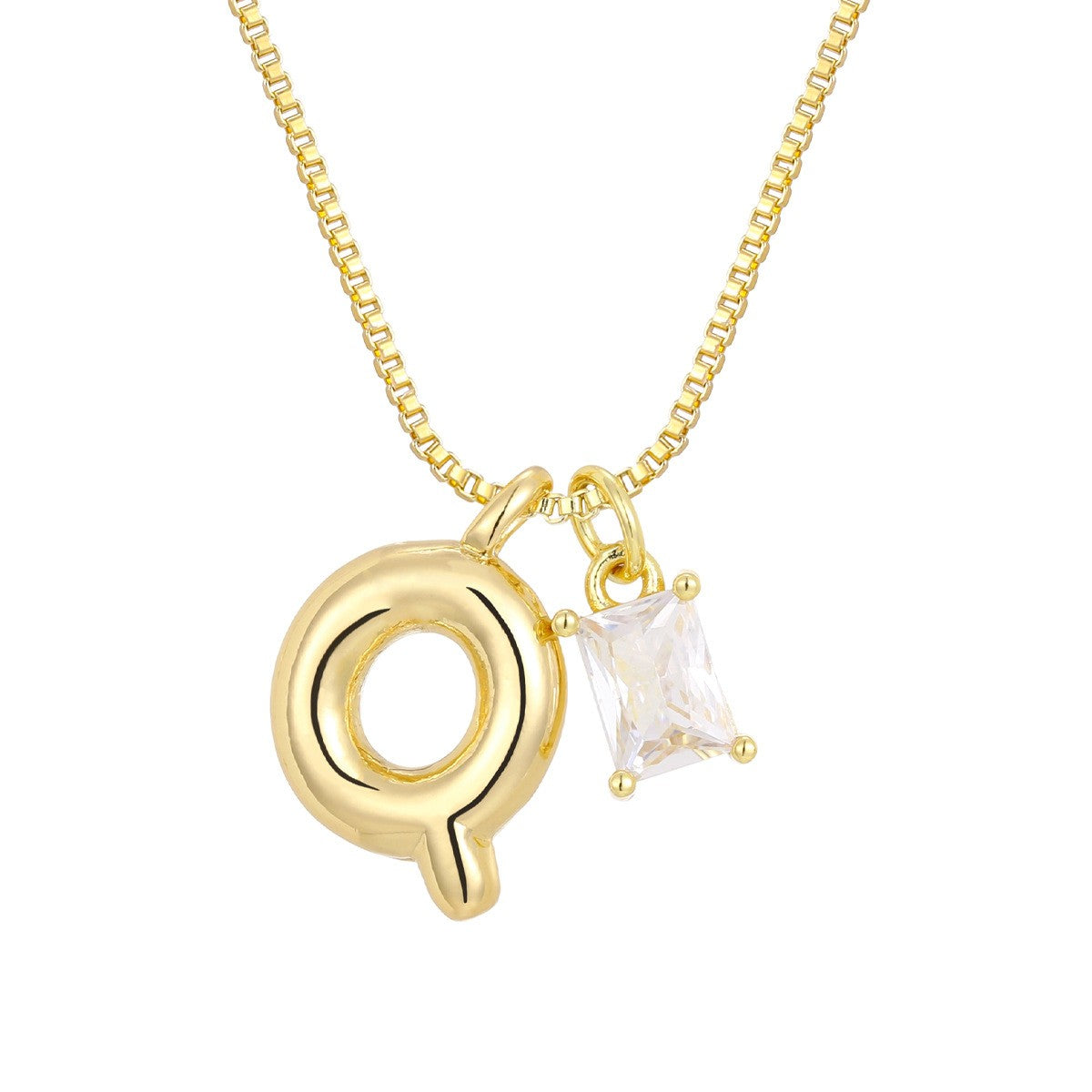 18k Dainty Heart & Zircon Initial Necklace