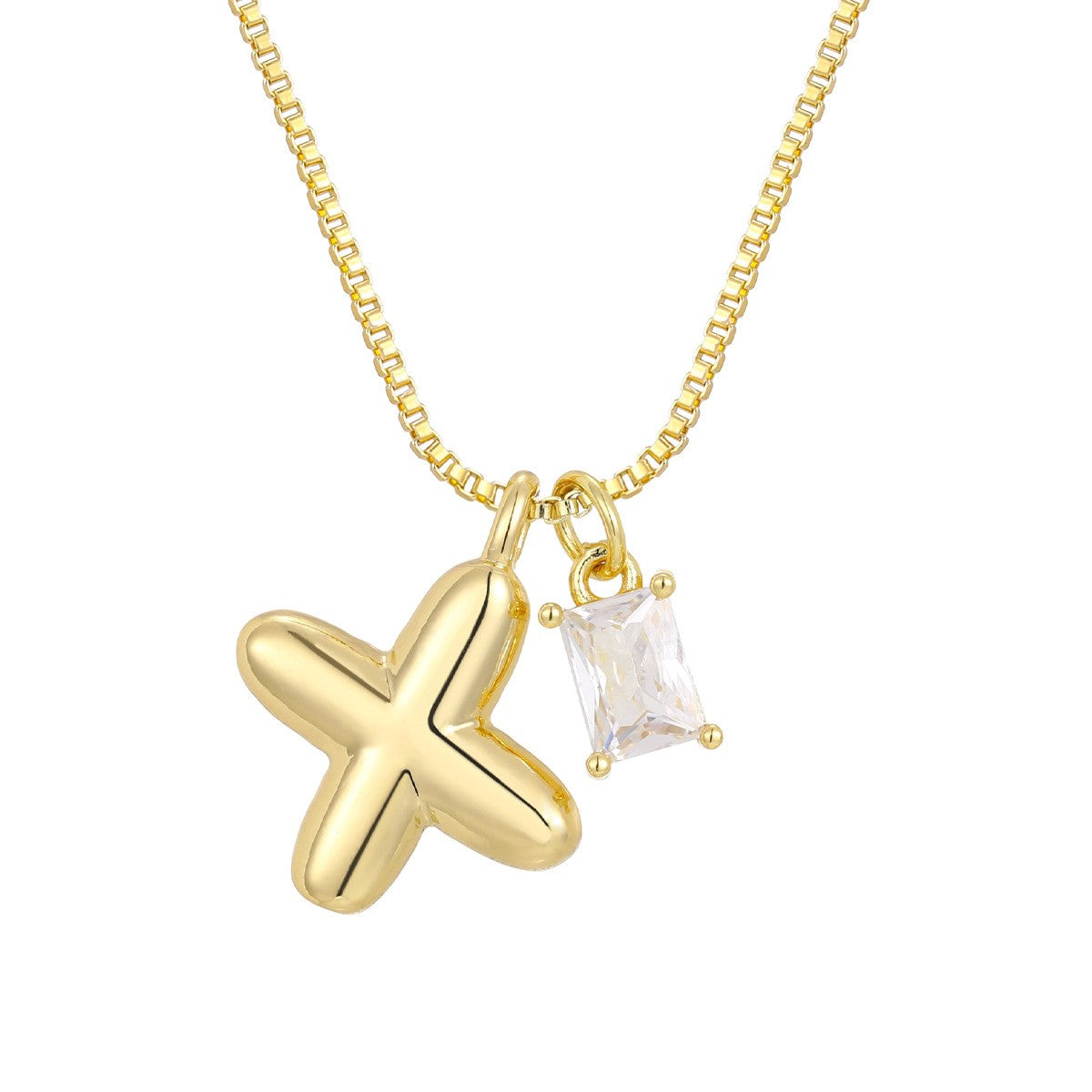 18k Dainty Heart & Zircon Initial Necklace
