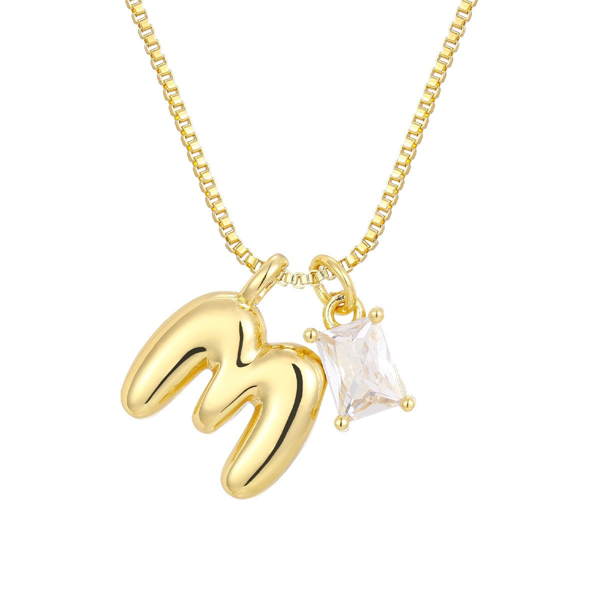 18k Dainty Heart & Zircon Initial Necklace