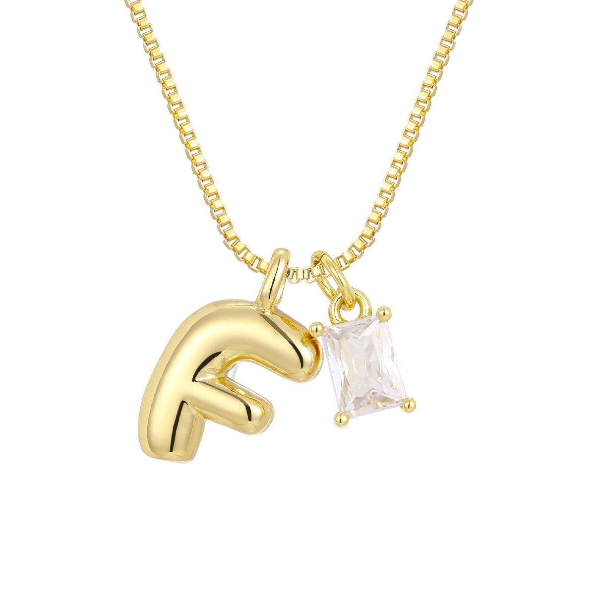 18k Dainty Heart & Zircon Initial Necklace