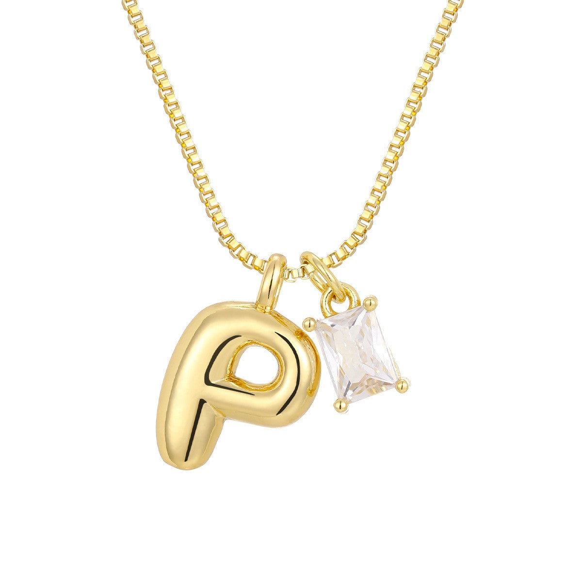 18k Dainty Heart & Zircon Initial Necklace