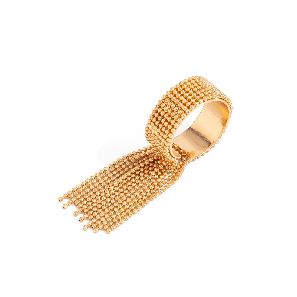 Classy Geometric Beaded Tassel Ring