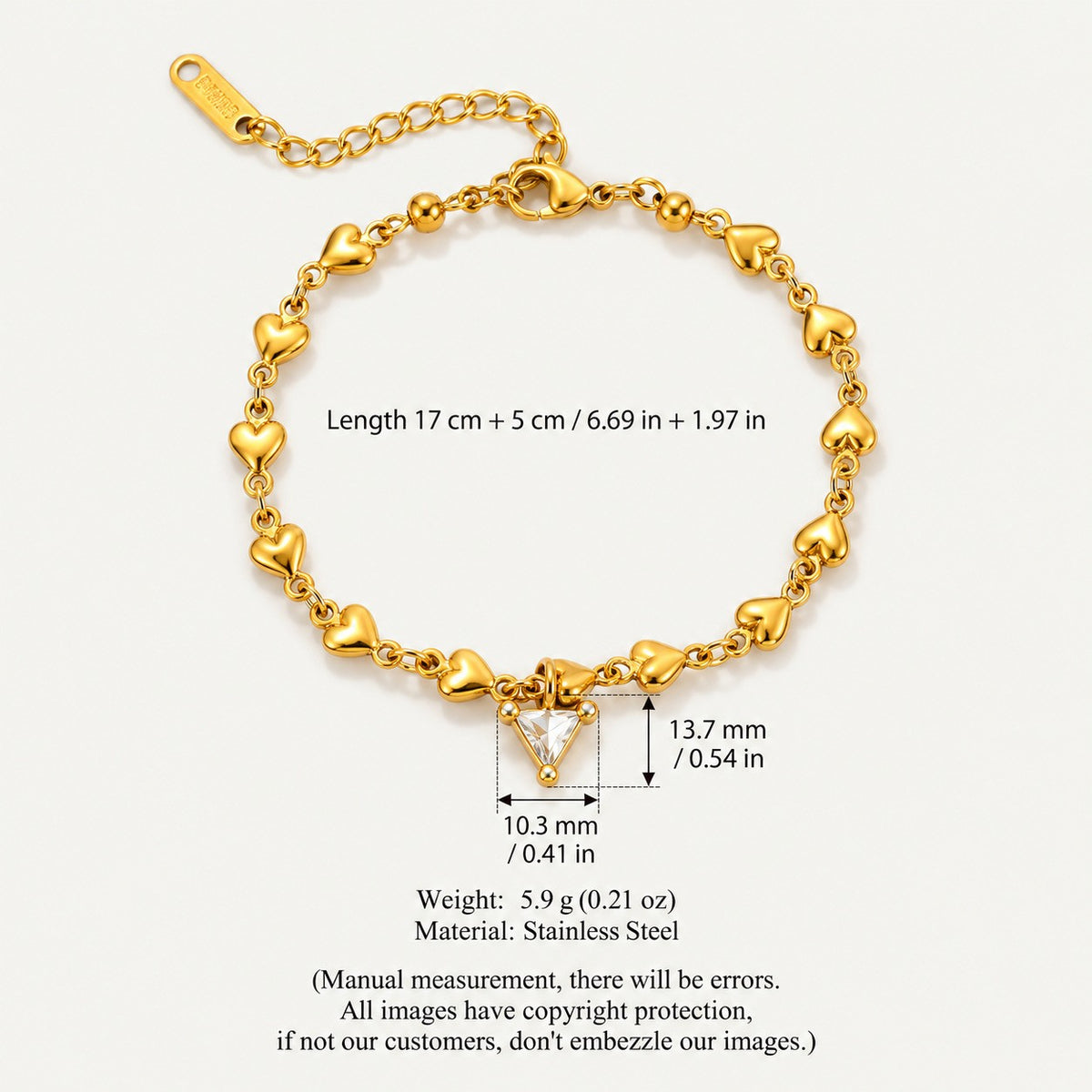 4pc Dainty Geometric & Heart CZ Bracelet Set