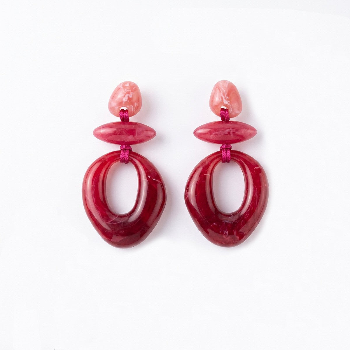 Classy Green Geometric Resin Drop Earrings