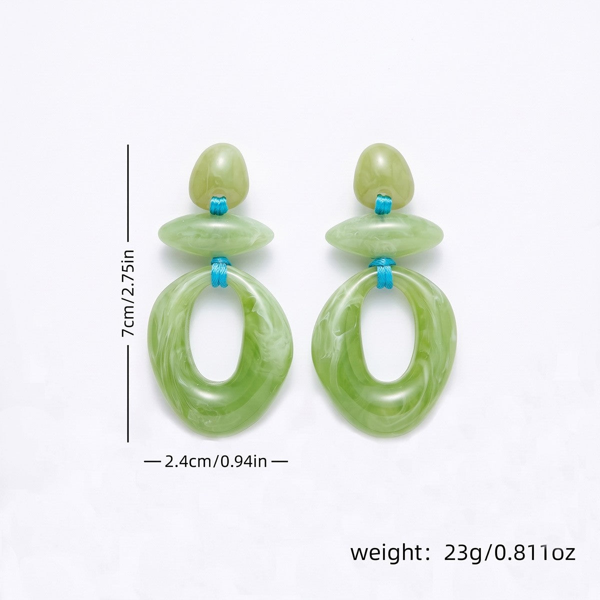 Classy Green Geometric Resin Drop Earrings
