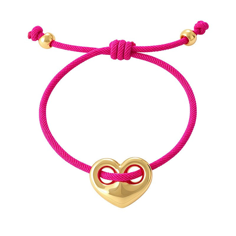 Romantic Resin Fruit and Heart Charm Bracelet Set