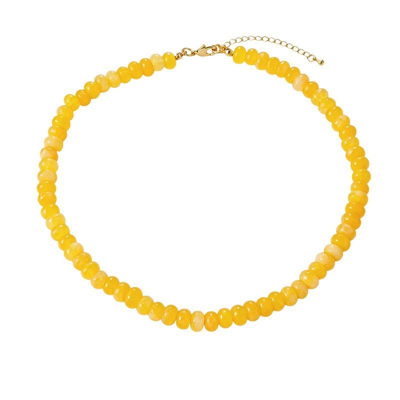 Boho Yellow Stone & Gem Tennis Necklace