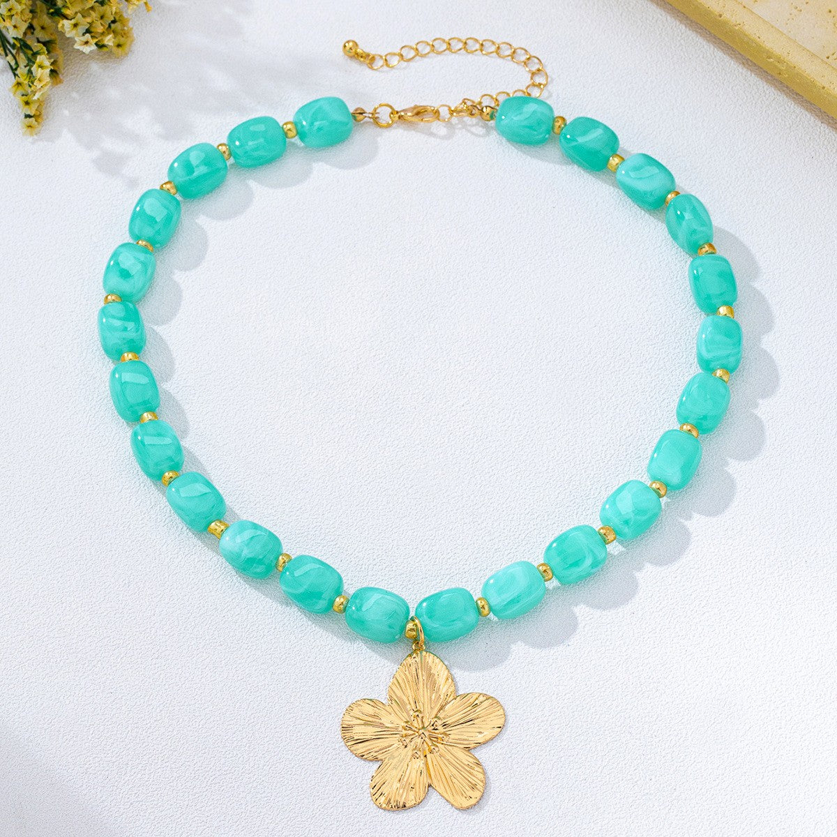 Boho Colorful Beaded Floral Necklace