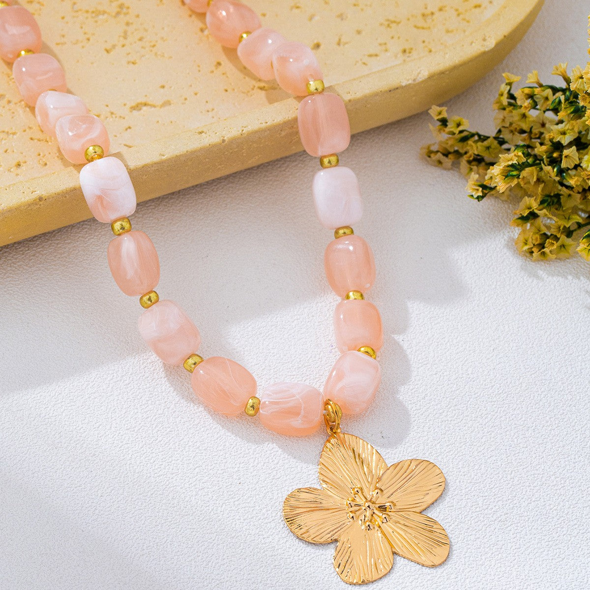 Boho Colorful Beaded Floral Necklace