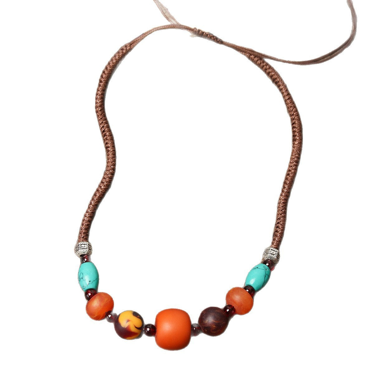 Boho Braided Turquoise Bead Necklace