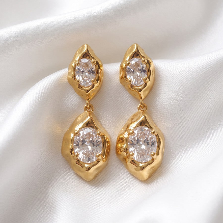 Elegant Irregular Zircon Dangle Earrings