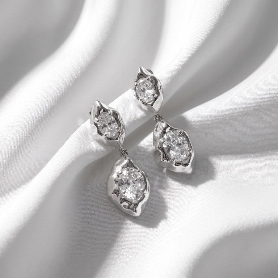Elegant Irregular Zircon Dangle Earrings